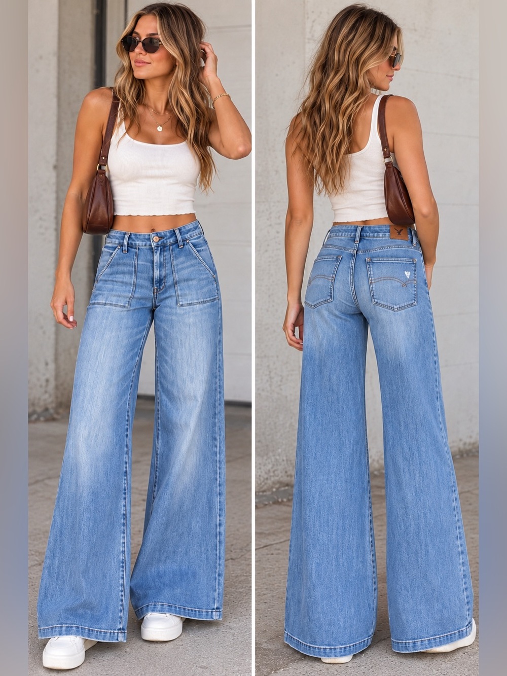 American Eagle Y2K A-Line Super Stretch Wide Leg Flare Jeans Size 12 Light Wash